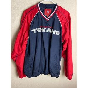 NFL Mens Windbreaker Jacket Blue Red Size M Houston Texas Long Sleeve Pullover